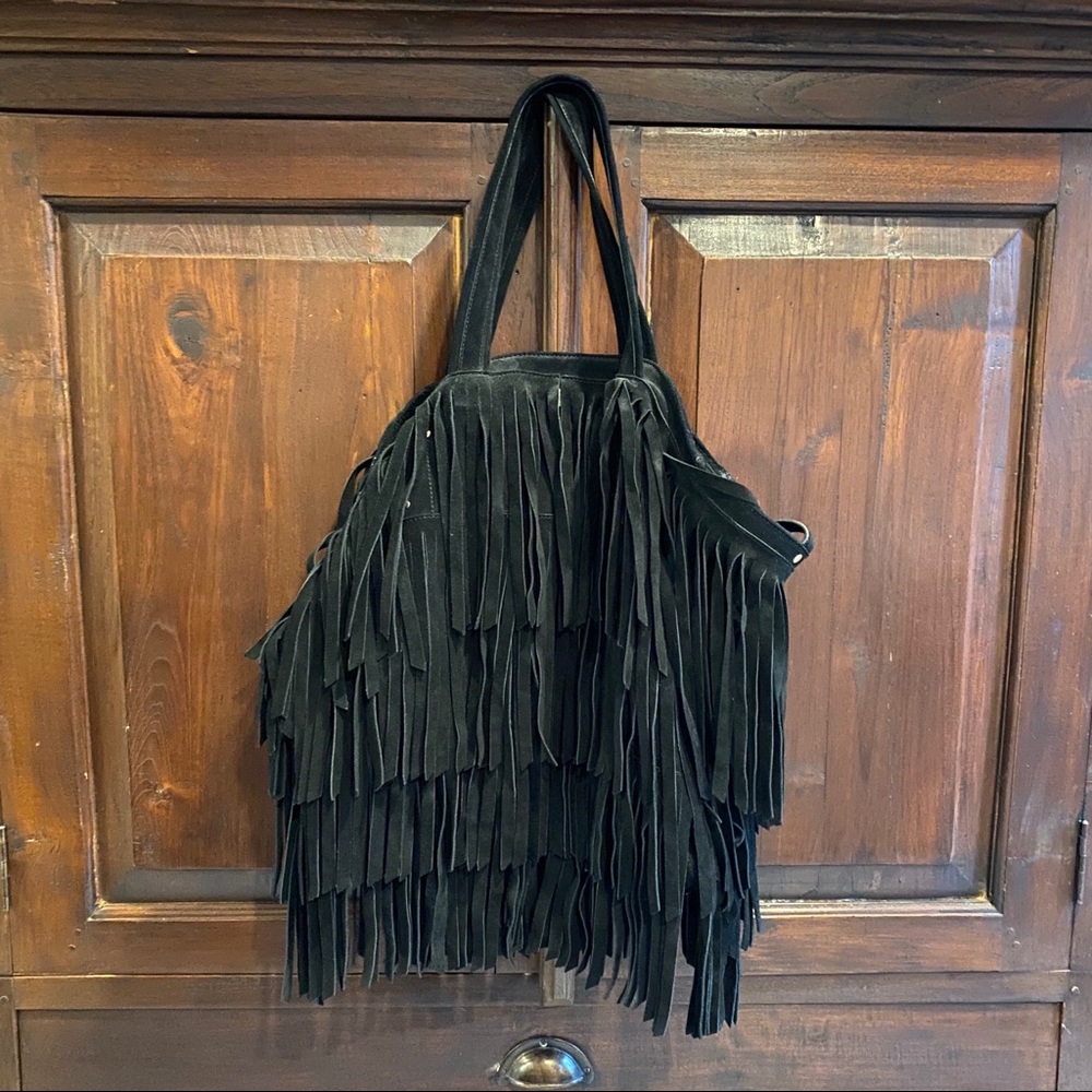 ROMYGOLD X-Large Black Suede Tote